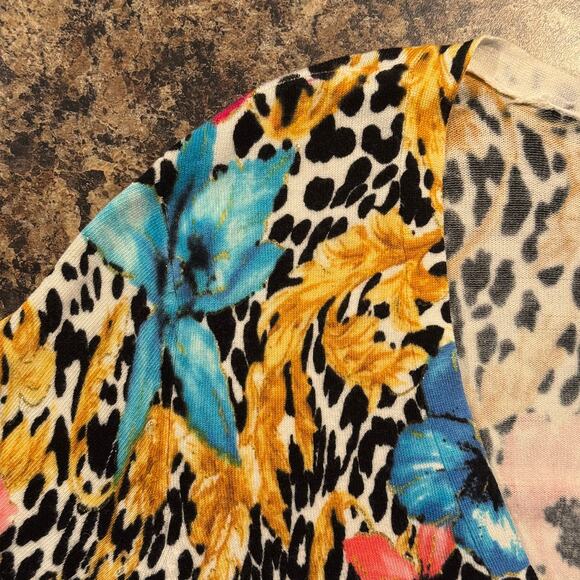 Vintage Cache Cardigan Floral Animal Y2K Mob Wife Maximalist Statement Medium - Picture 6 of 8